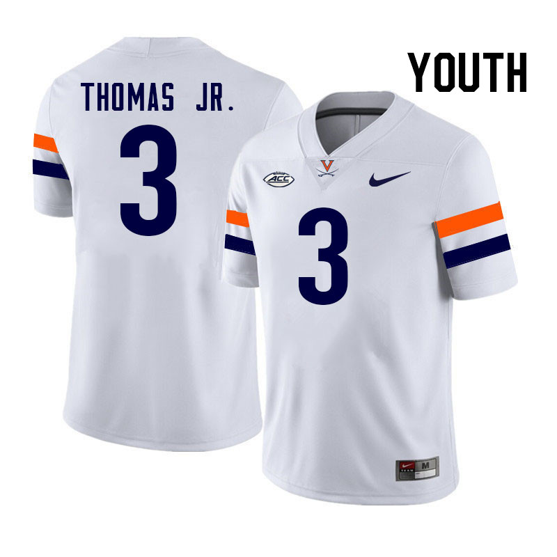 Youth Virginia Cavaliers #3 Corey Thomas Jr. College Football Jerseys Stitched-White